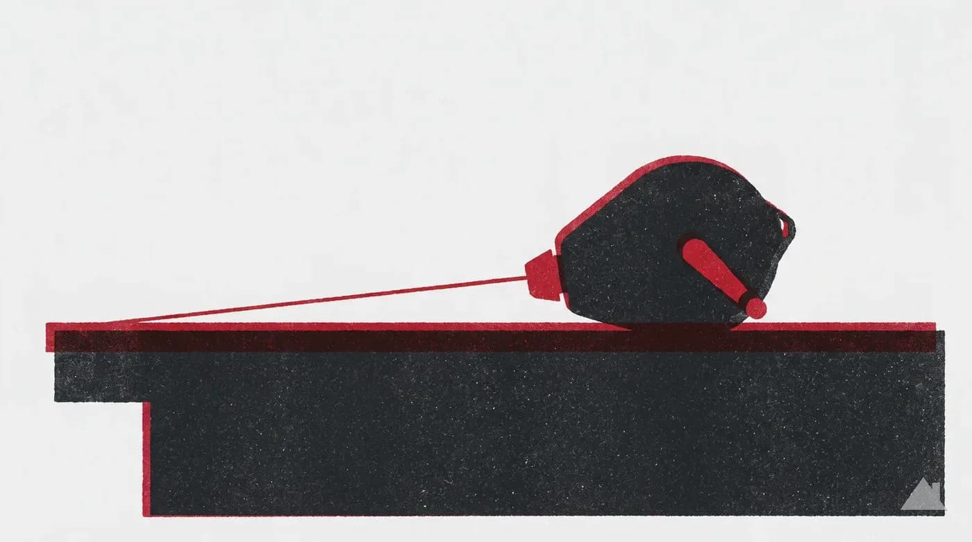 Two-colour print of a chalk reel on bare roof deck