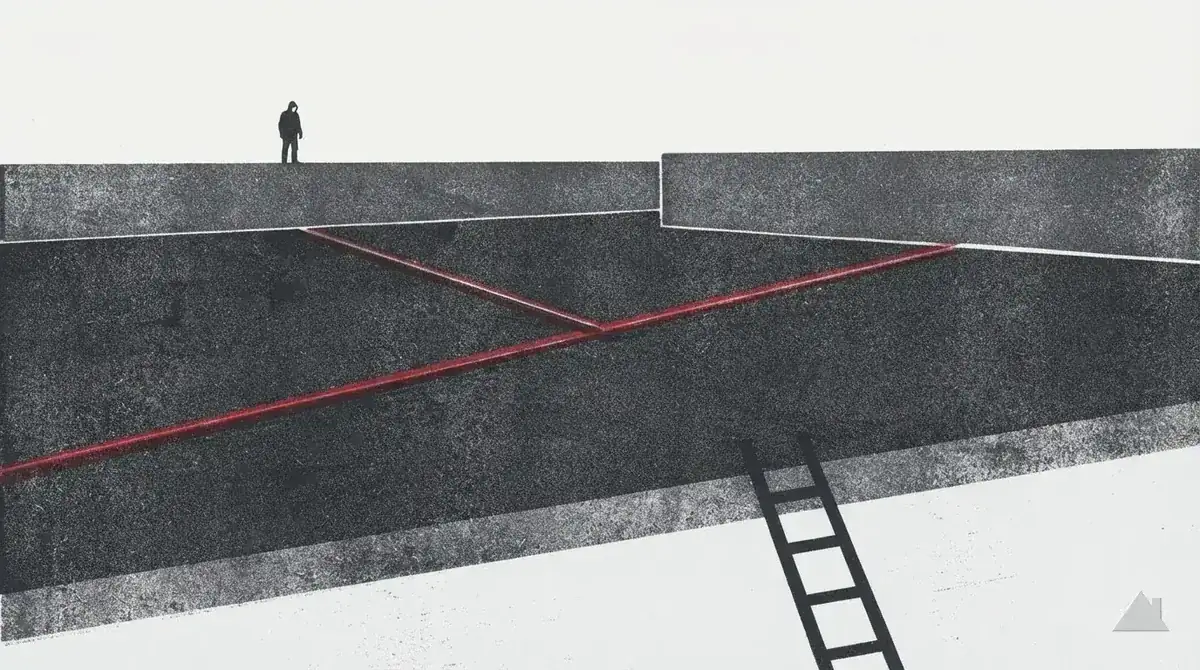Two-colour print of a flat membrane roof with a welded seam
