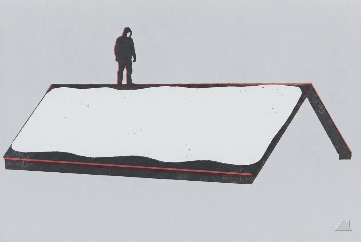 Two-colour print of a melt band on a snowy roof