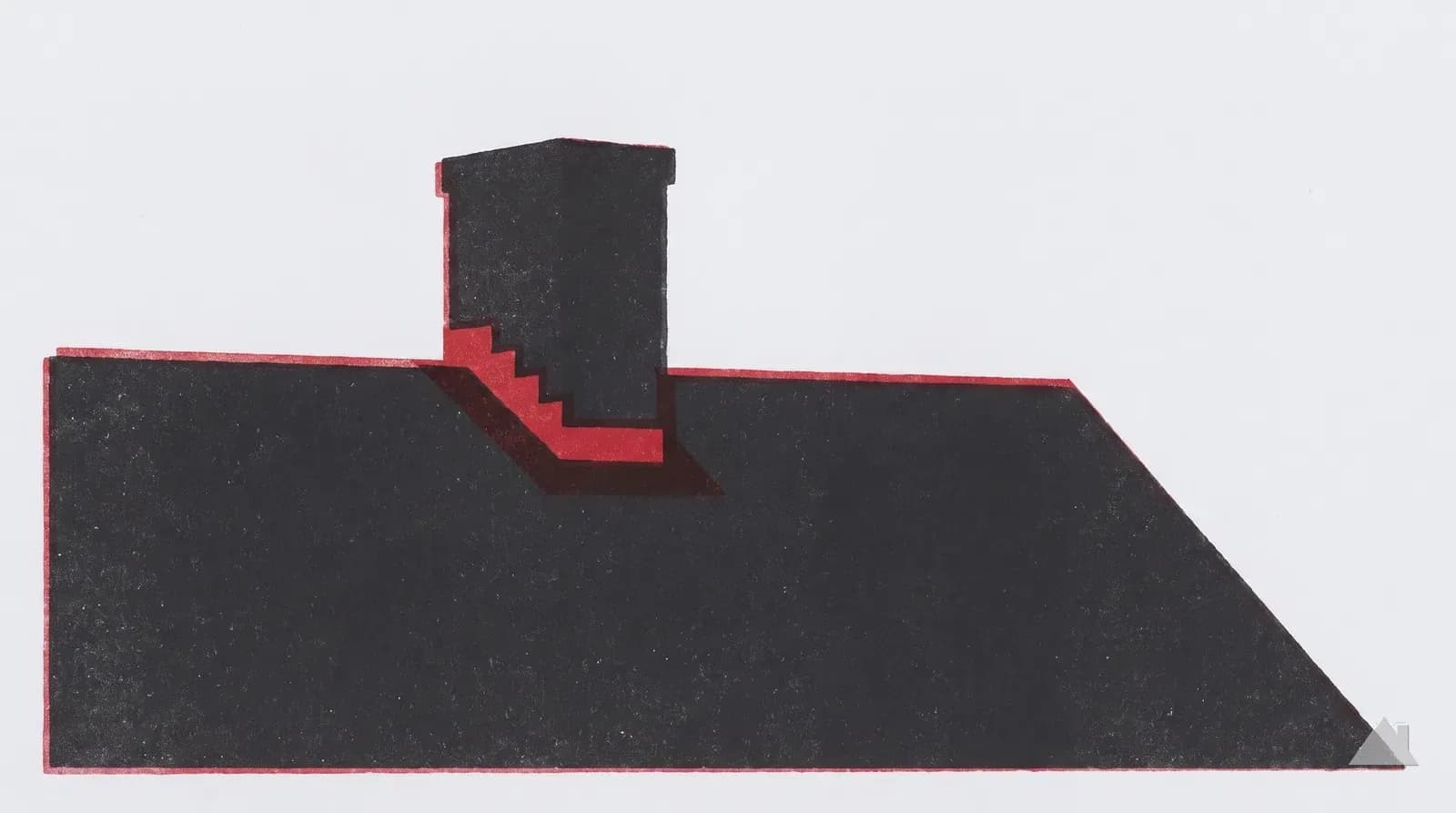 Two-colour print of step and counter flashing at a chimney