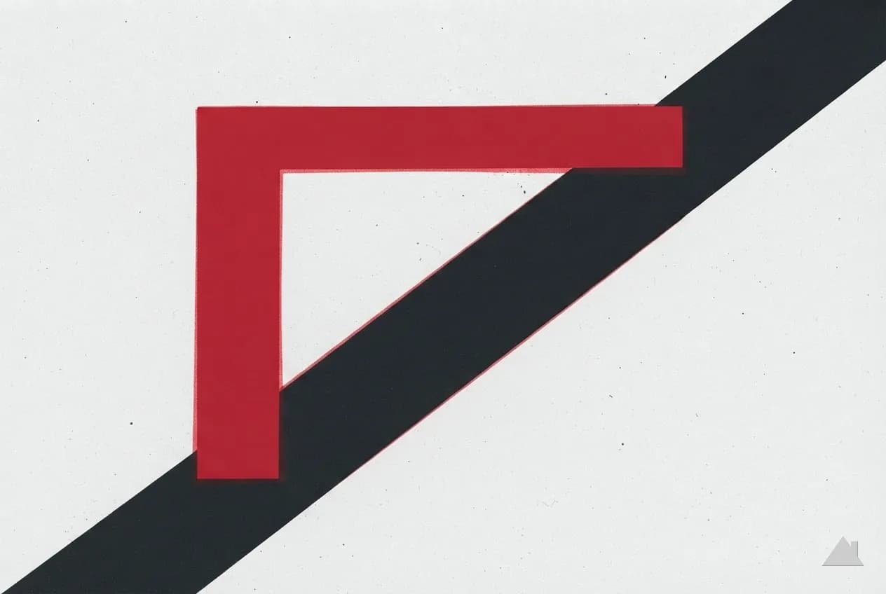 Two-colour print of a framing square lying on a rafter