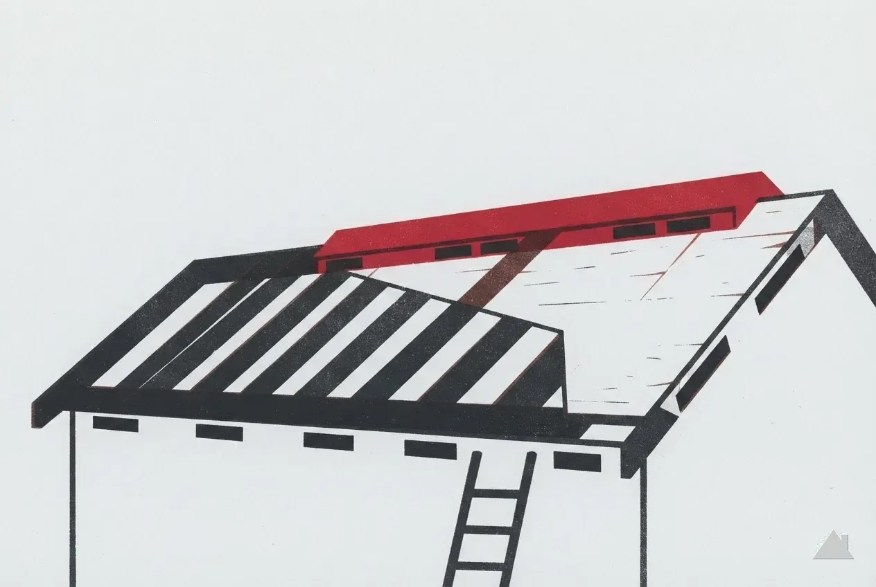 Two-colour print of soffit and ridge ventilation