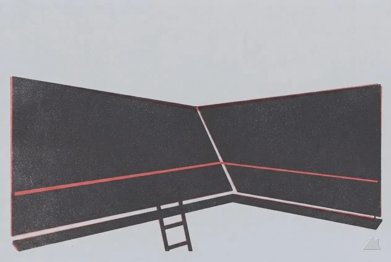 Two-colour print of a whole roof with its zones visible